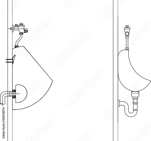 Vector sketch illustration silhouette design of public bathroom urinal for urination