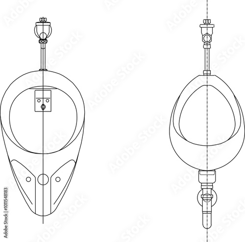 Vector sketch illustration silhouette design of public bathroom urinal for urination