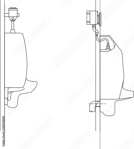 Vector sketch illustration silhouette design of public bathroom urinal for urination 