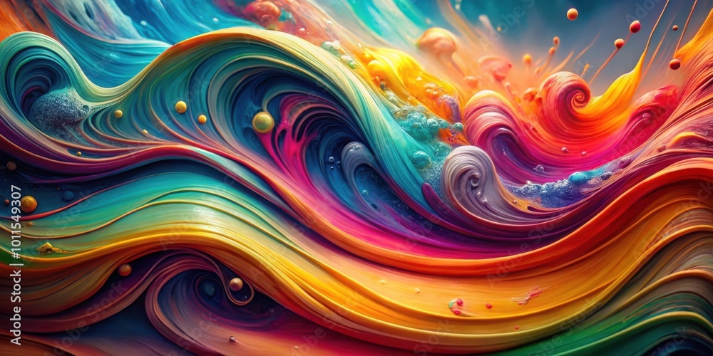 Abstract Swirls of Vibrant Colors Intertwined with Bubbles and Splashes of Paint Abstract Swirls of Vibrant Colors Intertwined with Bubbles and Splashes of Paint