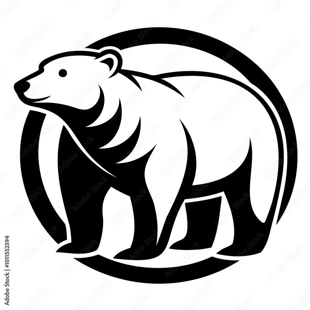 Grizzly or Polar bear black silhouette vector illustration on a white background, Logo icon Grizzly or Polar bear black silhouette vector illustration on a white background, Logo icon