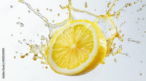Vibrant Lemon Juice Splash with Freshness