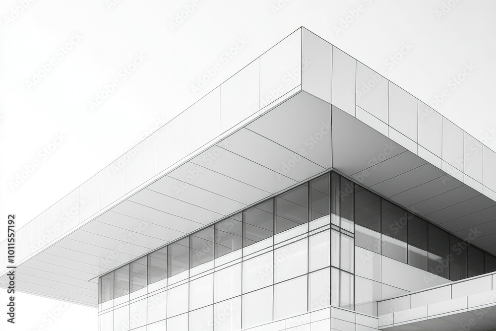 Fototapeta premium Modern Building with Geometric Design and Glass Windows