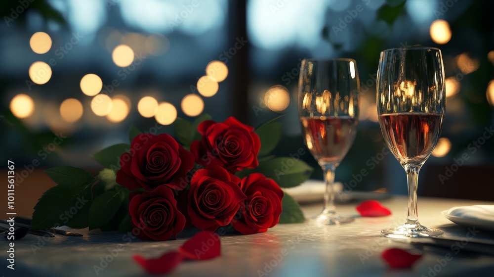 Romantic dining with red roses, feng shui decor, ambiance of love and passion, intimate setting for special moments Romantic dining with red roses, feng shui decor, ambiance of love and passion, intimate setting for special moments