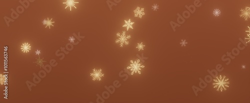 Falling Snowflakes on Brown Background