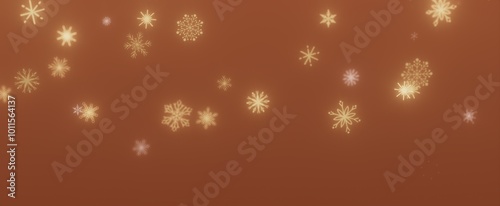 Golden Snowflakes on a Brown Background