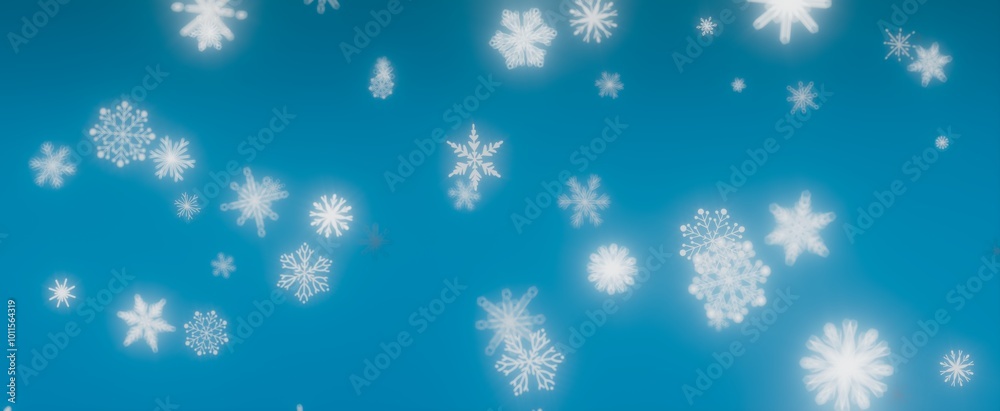 Snowflakes Falling on a Blue Sky Snowflakes Falling on a Blue Sky