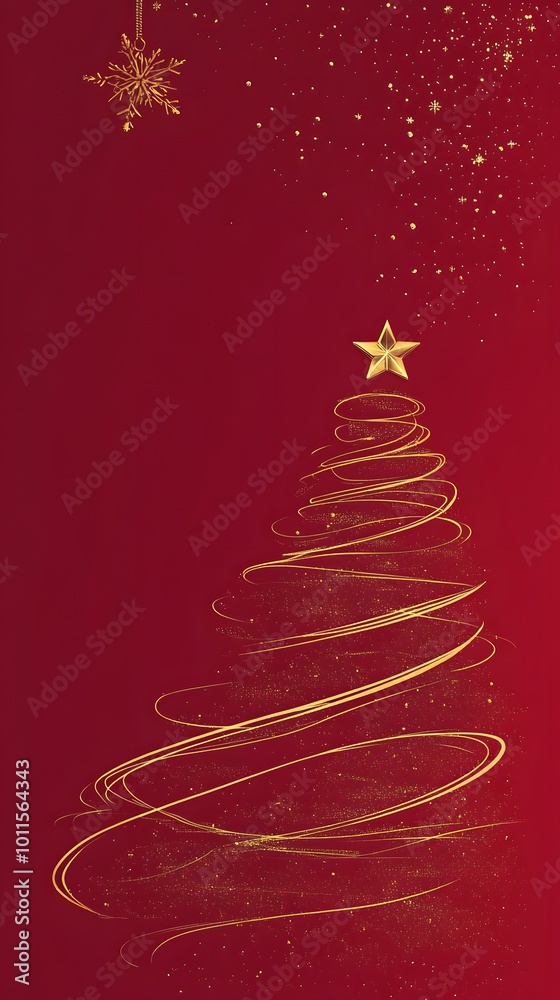 Stylish Christmas tree with star on red background vector illustration Stylish Christmas tree with star on red background vector illustration