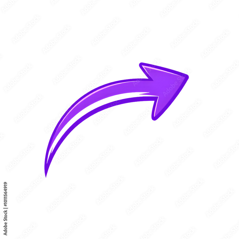 Double curved purple arrow pointing right, isolated on transparent background, Generative AI Double curved purple arrow pointing right, isolated on transparent background, Generative AI