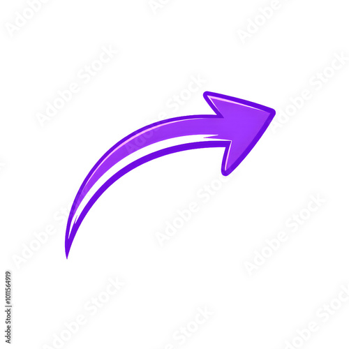Double curved purple arrow pointing right, isolated on transparent background, Generative AI