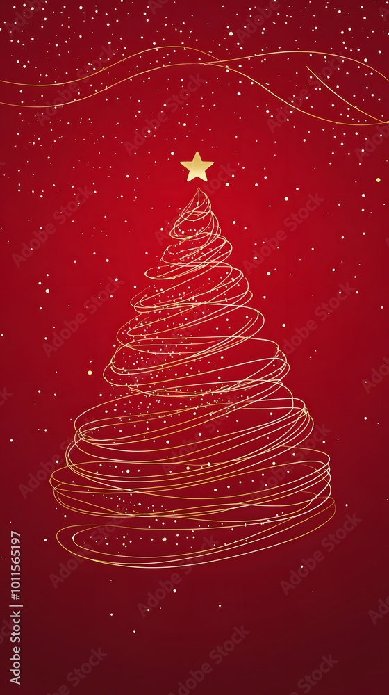 Stylish Christmas tree with star on red background vector illustration Stylish Christmas tree with star on red background vector illustration