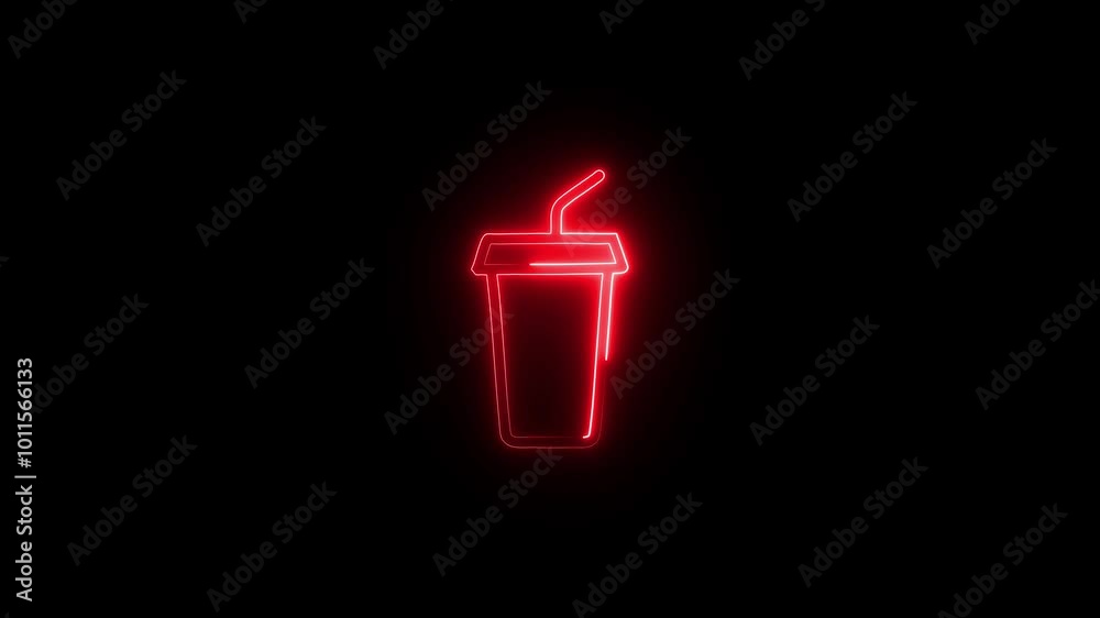 A glowing neon drink icon sign animation. Alcohol drink concept. Cheers toast. A glowing neon drink icon sign animation. Alcohol drink concept. Cheers toast.