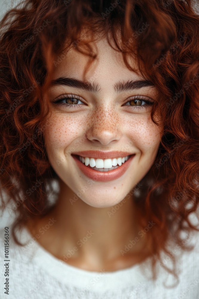 Smiling Woman with Red Curly Hair and Freckles - Portrait Photography Smiling Woman with Red Curly Hair and Freckles - Portrait Photography