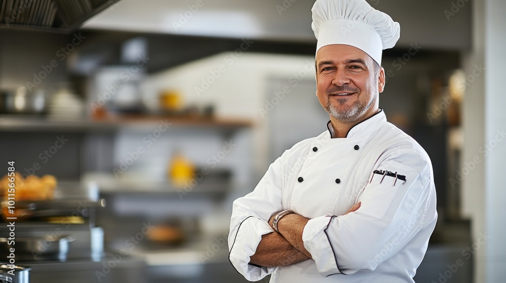 Confident Chef in a Restaurant Kitchen - Culinary Expertise Confident Chef in a Restaurant Kitchen - Culinary Expertise
