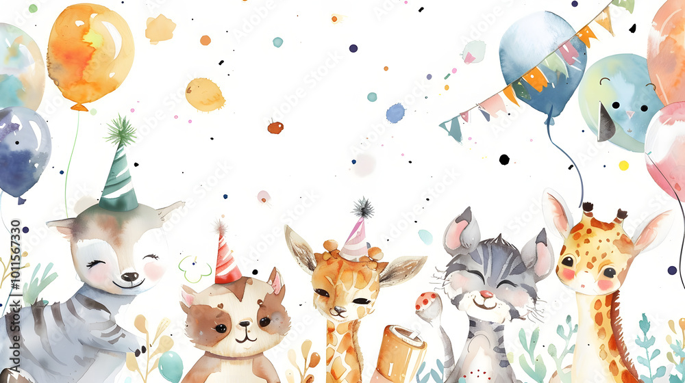 Naklejka premium Animal Party Frame Background