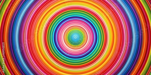 Abstract Rainbow Circular Pattern with Gradual Color Transition and a Central Focus Point