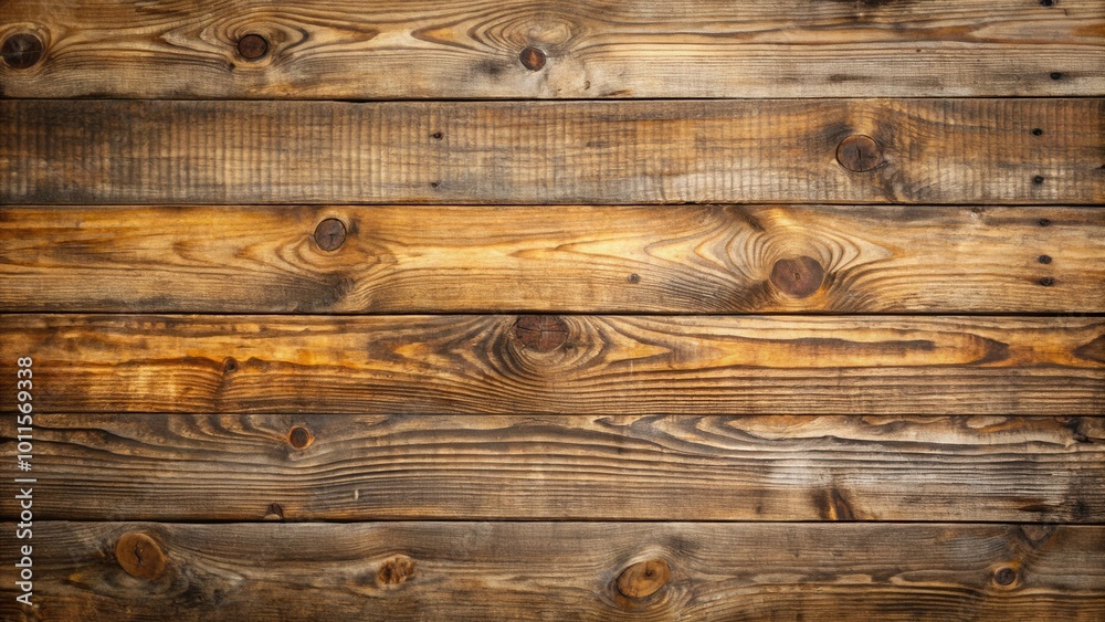 A rustic wooden background featuring a series of weathered planks with natural knots and grain patterns A rustic wooden background featuring a series of weathered planks with natural knots and grain patterns