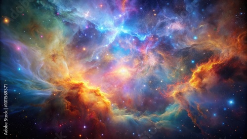 A Cosmic Tapestry of Glowing Nebulae and Shimmering Stars, a Symphony of Celestial Colors and Infinite Wonder