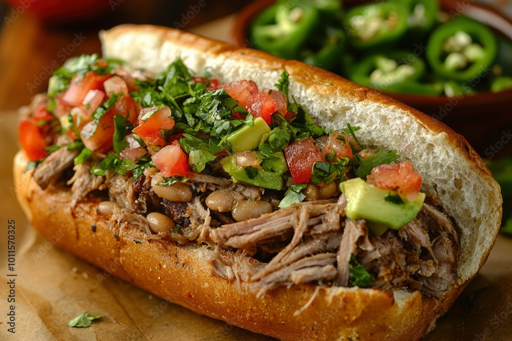 Pulled Pork Sandwich with Avocado, Tomato, and Cilantro Pulled Pork Sandwich with Avocado, Tomato, and Cilantro