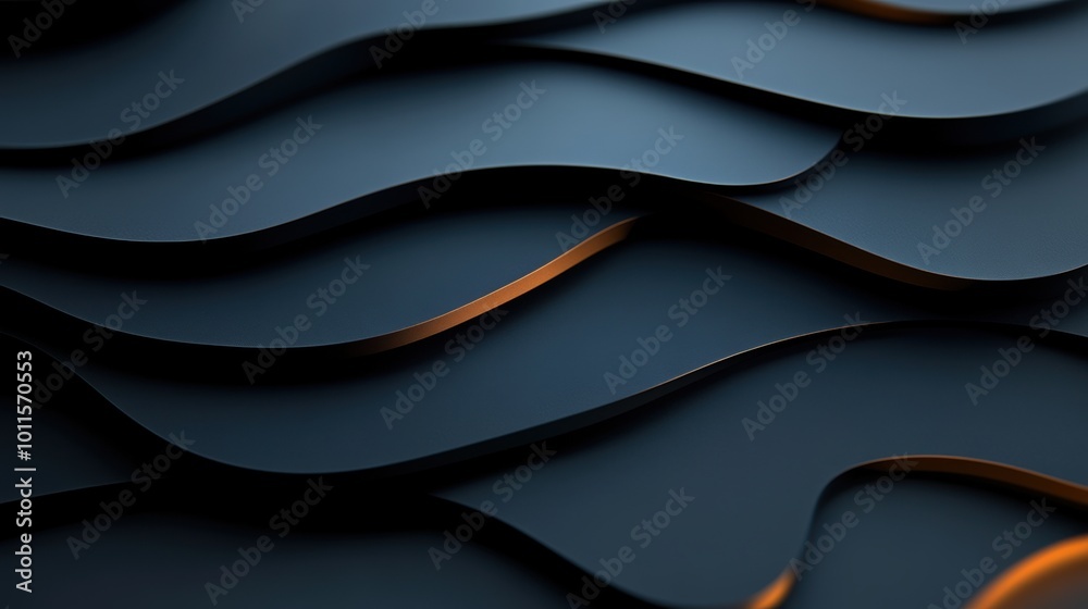 Abstract wave patterns with dark shades and a hint of metallic detail. Abstract wave patterns with dark shades and a hint of metallic detail.