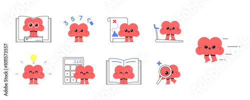 Flat illustrations of brain abilities