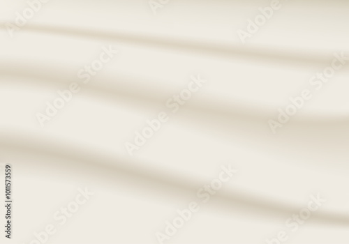 3D abstract light beige gradient background. Minimalistic subtle wavy silk texture. Vector illustration.