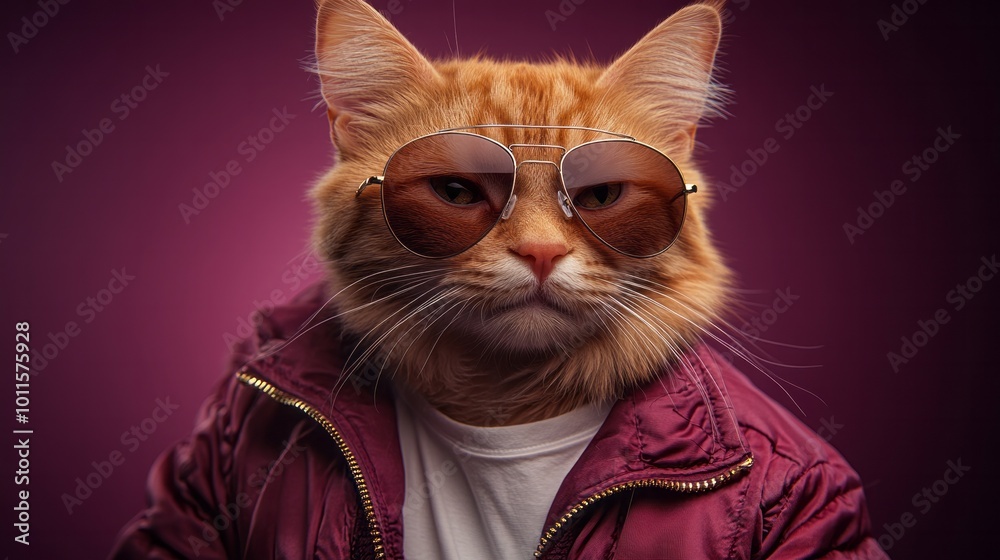 Cool Cat in Sunglasses: A Close-Up Portrait Cool Cat in Sunglasses: A Close-Up Portrait