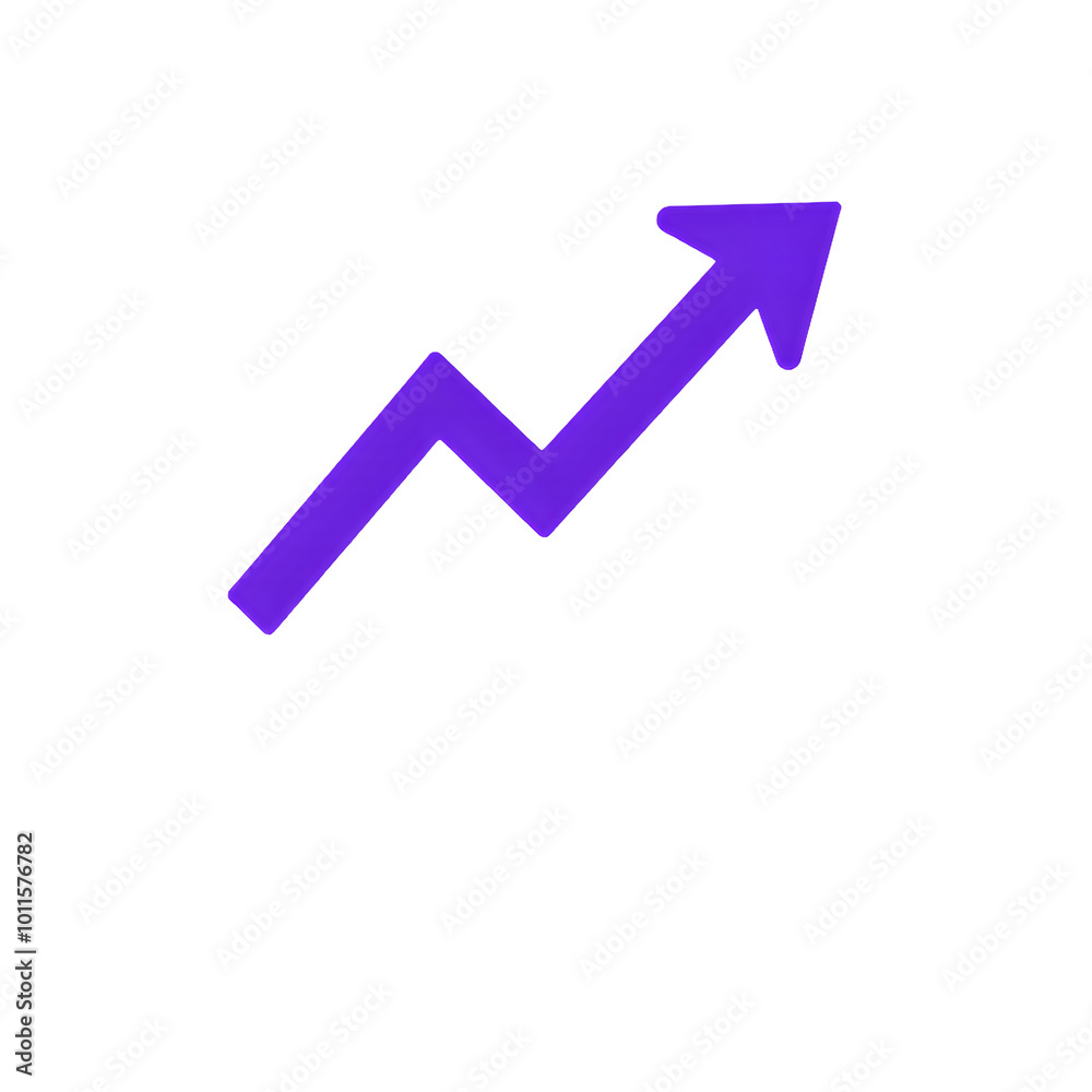 Zigzag purple arrow pointing upward, isolated on transparent background, Generative AI