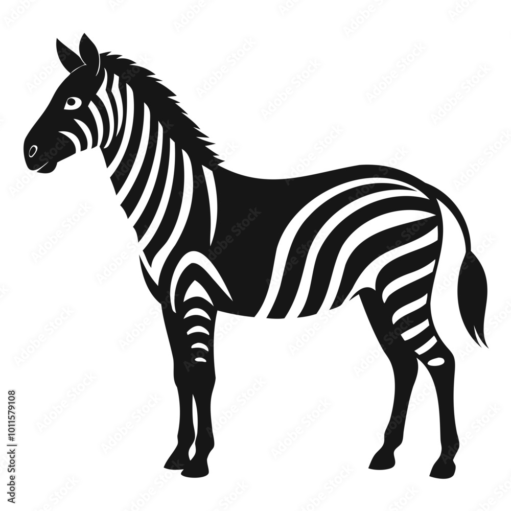 Zebra line art black silhouette vector illustration on a white background, Hand drawn vector silhouette Zebra line art black silhouette vector illustration on a white background, Hand drawn vector silhouette