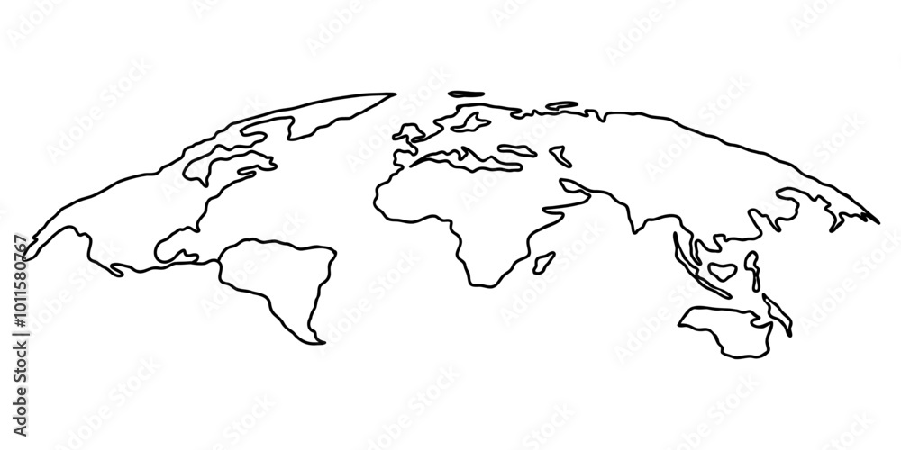Globe map Outline illustration, transparent background