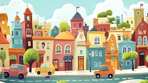 Vibrant Cartoon City