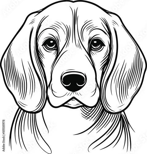 line art beagle dog, Beagle line drawing, vector art, illustrations