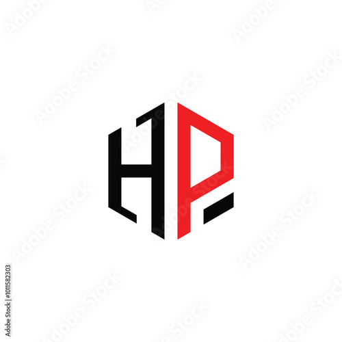 Hexagonal Letter HP Logo Design