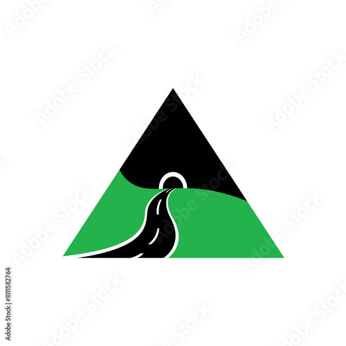 Mountain tunnel road, vector icon for road template