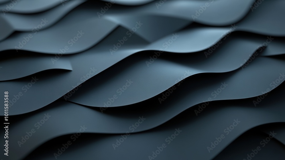 Obraz premium Close-up of abstract wavy textures in dark tones, ideal for backgrounds.