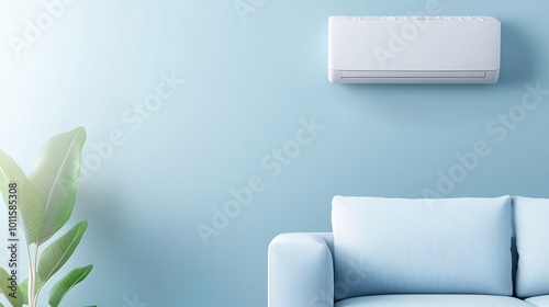 Sleek Air Conditioning Unit in Modern Living Room - Experience Balanced Airflow and Comfort in a Chic Atmosphere for Relaxation and Style