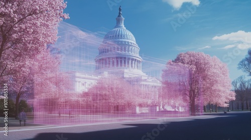 Washington DC futuristic with virtual features and digital democracy photo