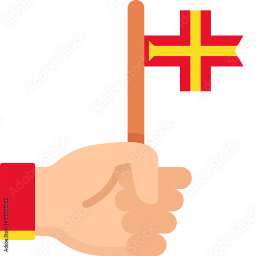 Flag In Hand Icon of Guernsey Flag