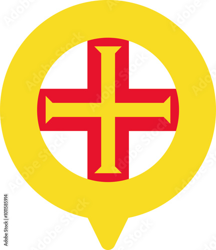 Guernsey Flag On Pin Icon