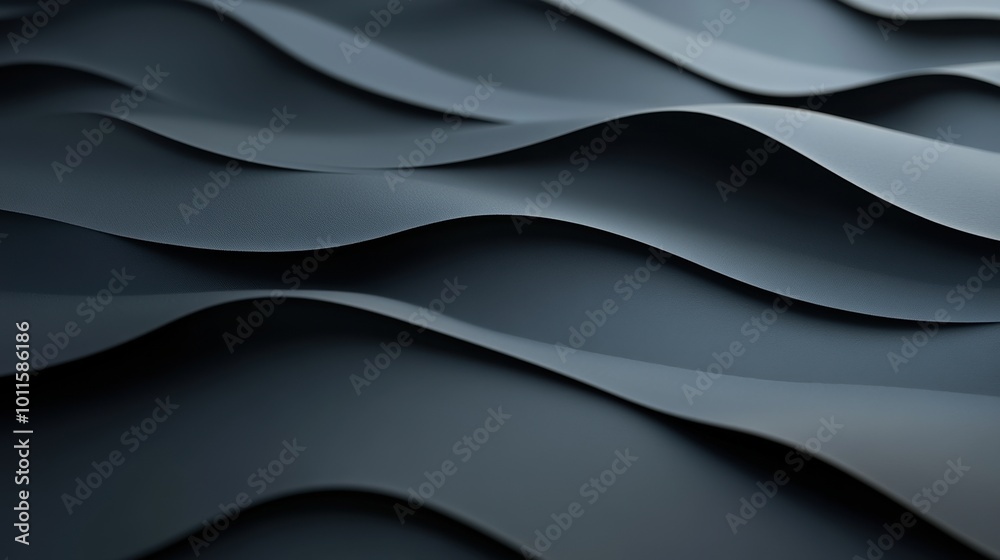 Fototapeta premium Abstract wavy pattern, dark tones on a textured surface, white isolated background.