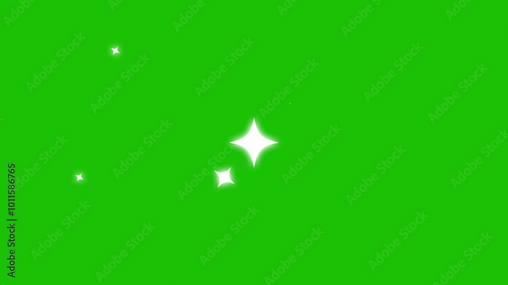 Star twinkling, blinking light effect on transparent background. Twinkling star motion graphics with green screen background. Stars Animation, Magic Background