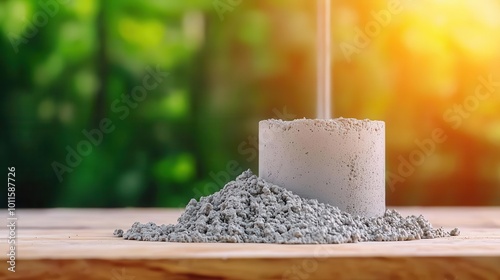 Vibrating table with concrete slump test cone, liquid cement flowing smoothly, Concrete slump test, Workability assessment