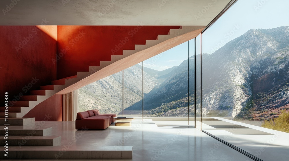 Fototapeta premium Modern Home with Stunning Mountain Views