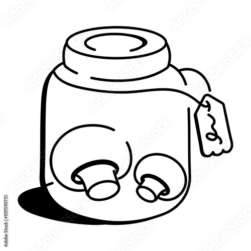 Drawing style icon of mushroom jar 