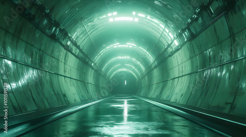 Green Metal Tunnel 3D Illustration