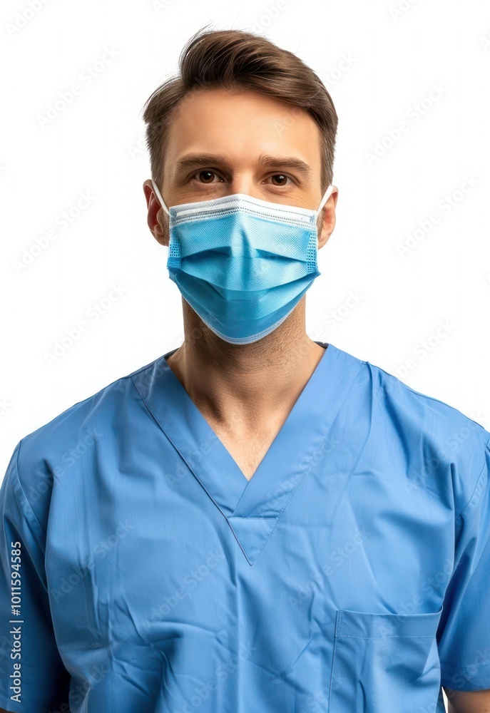 Portrait of a male doctor wearing medical or surgical mask, isolated on transparent background Portrait of a male doctor wearing medical or surgical mask, isolated on transparent background