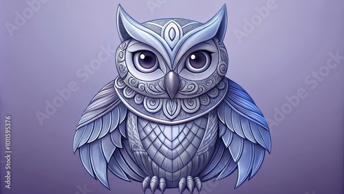 Decorative Owl Illustration in Intricate Pattern for Stationery, Wall Art, and Clipart Designs, Perfect for Educational and Inspirational Content with a Calm Purple Gradient Background

 photo