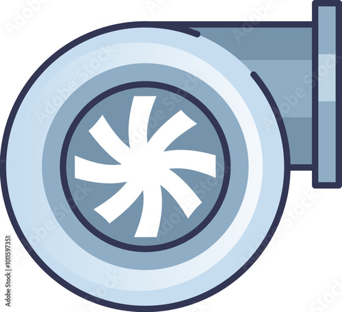 Illustration of a turbine blower part, symbolizing power and efficiency.