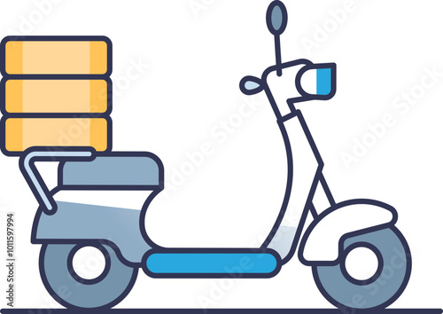 Illustration of an electric delivery scooter with cargo boxes, symbolizing eco-friendly urban transport.