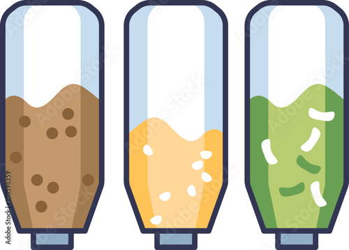 Three food dispensers filled with different dry foods, symbolizing variety and convenience.